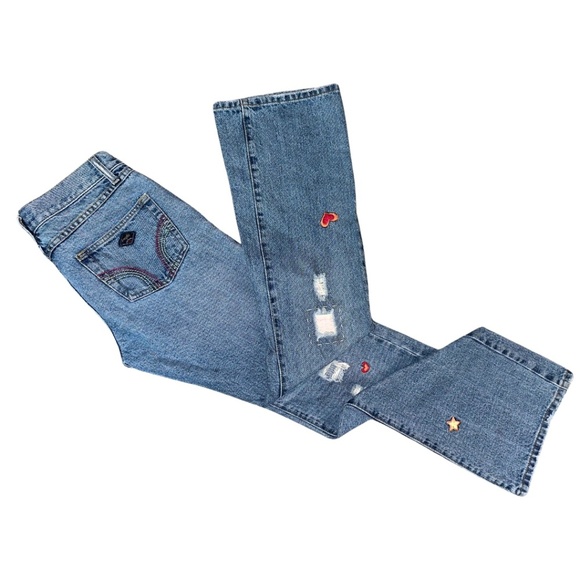 Vintage Angels Embroidered Jeans With Patches Rainbow Pockets Size 7 Women - Picture 1 of 15